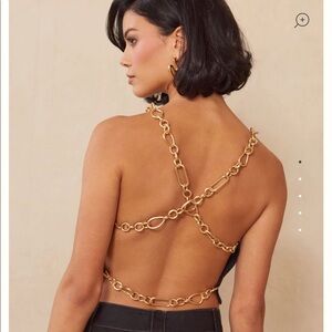 Cult Gaia Black Linen Joey Top NWT